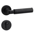 Door Euro Handle ZENITH for Magnetic Lock, Gold and Wooden, Passage Black Matte