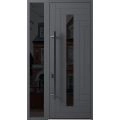Front Exterior Prehung Steel Door / Ronex 0130 Grey 96" / Sidelight Exterior Window Sidelite / Entry Metal Modern Painted W36+14" x H96" Right hand Inswing Gray