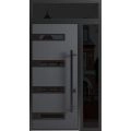 Front Exterior Prehung Steel Door / Ronex 0131 Grey 96" / Sidelight and Transom Window Sidelite / Entry Metal Modern Painted W36+12" x H96+16" Left hand Inswing Gray