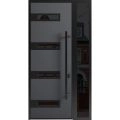 Front Exterior Prehung Steel Door / Ronex 0131 Grey 96" / Sidelight Exterior Window Sidelite / Entry Metal Modern Painted W36+12" x H96" Left hand Inswing Gray