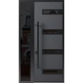 Front Exterior Prehung Steel Door / Ronex 0131 Grey 96" / Sidelight Exterior Window Sidelite / Entry Metal Modern Painted W36+12" x H96" Right hand Inswing Gray