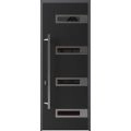 Front Exterior Prehung Steel Door / Ronex 0131 Black Enamel 96" / Stainless Inserts Entry Metal Modern Painted W36" x H96" Right hand Inswing Black