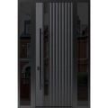 Front Exterior Prehung Steel Door / Ronex 0144 Grey 96" / 2 Sidelight Exterior Windows Sidelites/ Entry Metal Modern Painted W14+36+14" x H96" Right hand Inswing Gray