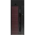 Front Exterior Prehung Steel Door / Ronex 0162 Red Oak 96" / Transom Window Sidelite / Entry Metal Modern Painted W36" x H96+16" Left hand Inswing Red Oak