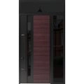 Front Exterior Prehung Steel Door / Ronex 0162 Red Oak 96" / Sidelight and Transom Window Sidelite / Entry Metal Modern Painted W36+16" x H96+16" Right hand Inswing Red Oak