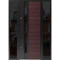 Front Exterior Prehung Steel Door / Ronex 0162 Red Oak 96" / 2 Sidelight Exterior Windows Sidelites/ Entry Metal Modern Painted W16+36+16" x H96" Right hand Inswing Red Oak