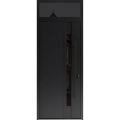 Front Exterior Prehung Steel Door / Dekton 0163 Venezia Noce / Top Exterior Window Sidelite / Entry Metal Modern Painted W36" x H80+16" Left hand Inswing Ardesia Nero