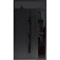 Front Exterior Prehung Steel Door / Dekton 0163 Venezia Noce / Side and Top Exterior Window Sidelite / Entry Metal Modern Painted W36+12" x H80+16" Left hand Inswing Ardesia Nero