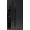 Front Exterior Prehung Steel Door / Dekton 0163 Ardesia Nero 96”/ Side Exterior Window Sidelite / Entry Metal Modern Painted W36+16" x H96" Right hand Inswing Ardesia Nero