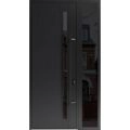 Front Exterior Prehung Steel Door / Dekton 0163 Ardesia Nero 96”/ Side Exterior Window Sidelite / Entry Metal Modern Painted W36+12" x H96" Left hand Inswing Ardesia Nero