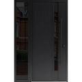 Front Exterior Prehung Steel Door / Dekton 0163 Venezia Noce / Side Exterior Window Sidelite / Entry Metal Modern Painted W36+16" x H80" Left hand Inswing Ardesia Nero