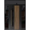 Front Exterior Prehung Steel Door / Dekton 0163 Venezia Noce / 2 Side and Top Exterior Window Sidelite / Entry Metal Modern Painted W16+36+16" x H80+16" Right hand Inswing Venezia Noce