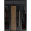 Front Exterior Prehung Steel Door / Dekton 0163 Venezia Noce / 2 Side and Top Exterior Window Sidelite / Entry Metal Modern Painted W16+36+16" x H80+16" Left hand Inswing Venezia Noce