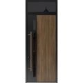Front Exterior Prehung Steel Door / Dekton 0163 Ardesia Nero 96”/ Top Exterior Window Sidelite / Entry Metal Modern Painted W36" x H96+16" Right hand Inswing Venezia Noce