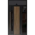 Front Exterior Prehung Steel Door / Dekton 0163 Venezia Noce / Side and Top Exterior Window Sidelite / Entry Metal Modern Painted W36+14" x H80+16" Right hand Inswing Venezia Noce