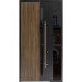Front Exterior Prehung Steel Door / Dekton 0163 Ardesia Nero 96”/ Side Exterior Window Sidelite / Entry Metal Modern Painted W36+12" x H96" Left hand Inswing Venezia Noce