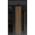 Front Exterior Prehung Steel Door / Dekton 0163 Venezia Noce / Side and Top Exterior Window Sidelite / Entry Metal Modern Painted W36+12" x H80+16" Left hand Inswing Venezia Noce
