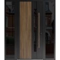 Front Exterior Prehung Steel Door / Dekton 0163 Venezia Noce / 2 Side Exterior Windows Sidelites/ Entry Metal Modern Painted W12+36+12" x H80" Left hand Inswing Venezia Noce