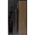 Front Exterior Prehung Steel Door / Dekton 0163 Ardesia Nero 96”/ Side Exterior Window Sidelite / Entry Metal Modern Painted W36+16" x H96" Right hand Inswing Venezia Noce