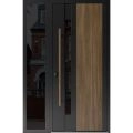 Front Exterior Prehung Steel Door / Dekton 0163 Venezia Noce / Side Exterior Window Sidelite / Entry Metal Modern Painted W36+12" x H80" Right hand Inswing Venezia Noce