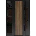 Front Exterior Prehung Steel Door / Dekton 0163 Venezia Noce / Side Exterior Window Sidelite / Entry Metal Modern Painted W36+16" x H80" Left hand Inswing Venezia Noce