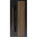 Front Exterior Prehung Steel Door / Dekton 0163 Ardesia Nero / Entry Metal Modern Painted W36" x H80" Right hand Inswing Venezia Noce