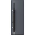 Front Exterior Prehung Steel Door / Ronex 1011 Grey 96" / Stainless Inserts Entry Metal Modern Painted W36" x H96" Right hand Inswing Gray