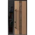 Front Exterior Prehung Steel Door / Ronex 1055 Teak 96" / Sidelight Exterior Window Sidelite / Entry Metal Modern Painted W36+12" x H96" Right hand Inswing Oak