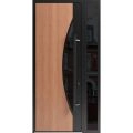 Front Exterior Prehung Steel Door / Ronex 1077 Teak 96" / Sidelight Exterior Window Sidelite / Entry Metal Modern Painted W36+12" x H96" Left hand Inswing Teak