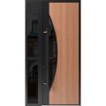 Front Exterior Prehung Steel Door / Ronex 1077 Teak 96" / Sidelight Exterior Window Sidelite / Entry Metal Modern Painted W36+12" x H96" Right hand Inswing Teak