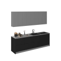 Kitchen Fusion Collection Natural Teak & Gray Color Base Size 8.5Ft Wide Black & Gray