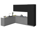 Kitchen Harmony Collection White Gloss Color Base Size 8x10Ft Wide Black & Gray