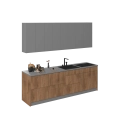 Kitchen Fusion Collection Natural Teak & Gray Color Base Size 8.5Ft Wide Natural Teak & Gray