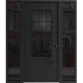 Front Exterior Prehung Aluminum Door / Iron 0101 Black / Entry Steel Metal Classic Painted 60 x 80 (12+36+12" x 80")-Right-hand Inswing Black