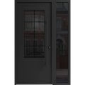 Front Exterior Prehung Aluminum Door / Iron 0101 Black / Entry Steel Metal Classic Painted 48 x 80 (36+12" x 80")-Right-hand Inswing Black