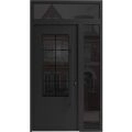 Front Exterior Prehung Aluminum Door / Iron 0101 Black / Entry Steel Metal Classic Painted 50 x 96 (36+14" x 80+16")-Right-hand Inswing Black