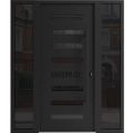 Front Exterior Prehung Aluminum Door / Iron 0188 Black / Entry Steel Metal Classic Painted 62 x 80 (14+36+14" x 80")-Right-hand Inswing Black