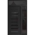 Front Exterior Prehung Aluminum Door / Iron 0188 Black / Entry Steel Metal Classic Painted 48 x 96 (36+12" x 80+16")-Left-hand Inswing Black