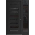 Front Exterior Prehung Aluminum Door / Iron 0188 Black / Entry Steel Metal Classic Painted 50 x 80 (36+14" x 80")-Right-hand Inswing Black