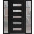Front Exterior Prehung Aluminum Door / Iron 0255 Black / Entry Steel Metal Classic Painted 62 x 80 (14+36+14" x 80")-Left-hand Inswing Black