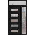 Front Exterior Prehung Aluminum Door / Iron 0255 Black / Entry Steel Metal Classic Painted 52 x 94 (36+16" x 80+14")-Left-hand Inswing Black