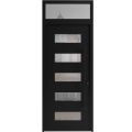 Front Exterior Prehung Aluminum Door / Iron 0255 Black / Entry Steel Metal Classic Painted 36 x 96 (36" x 80+16")-Left-hand Inswing Black