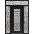 Front Exterior Prehung Aluminum Door / Iron 1600 Black / Entry Steel Metal Classic Painted 60 x 96 (12+36+12" x 80+16")-Right-hand Inswing Black
