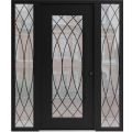 Front Exterior Prehung Aluminum Door / Iron 1600 Black / Entry Steel Metal Classic Painted 62 x 80 (14+36+14" x 80")-Right-hand Inswing Black