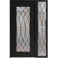 Front Exterior Prehung Aluminum Door / Iron 1600 Black / Entry Steel Metal Classic Painted 52 x 80 (36+16" x 80")-Right-hand Inswing Black