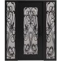 Front Exterior Prehung Aluminum Door / Iron 1601 Black / Entry Steel Metal Classic Painted 60 x 80 (12+36+12" x 80")-Right-hand Inswing Black