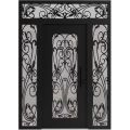 Front Exterior Prehung Aluminum Door / Iron 1601 Black / Entry Steel Metal Classic Painted 62 x 96 (14+36+14" x 80+16")-Left-hand Inswing Black
