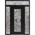 Front Exterior Prehung Aluminum Door / Iron 1633 Black / Entry Steel Metal Classic Painted 64 x 92 (16+36+16" x 80+12")-Left-hand Inswing Black