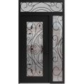 Front Exterior Prehung Aluminum Door / Iron 1633 Black / Entry Steel Metal Classic Painted 50 x 92 (36+14" x 80+12")-Right-hand Inswing Black