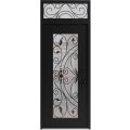 Front Exterior Prehung Aluminum Door / Iron 1633 Black / Entry Steel Metal Classic Painted 36 x 94 (36" x 80+14")-Left-hand Inswing Black